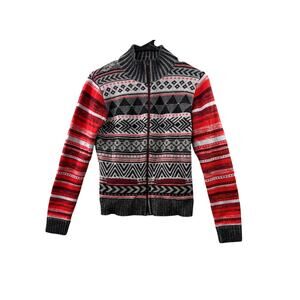 Title Nine Geometric Merino Wool Blend Full-Zip Sweater – Multicolor – Size S